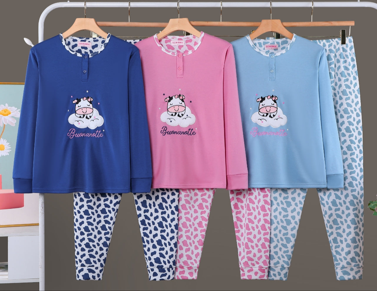 Pijama Invierno Con Felpa Largo 5011#