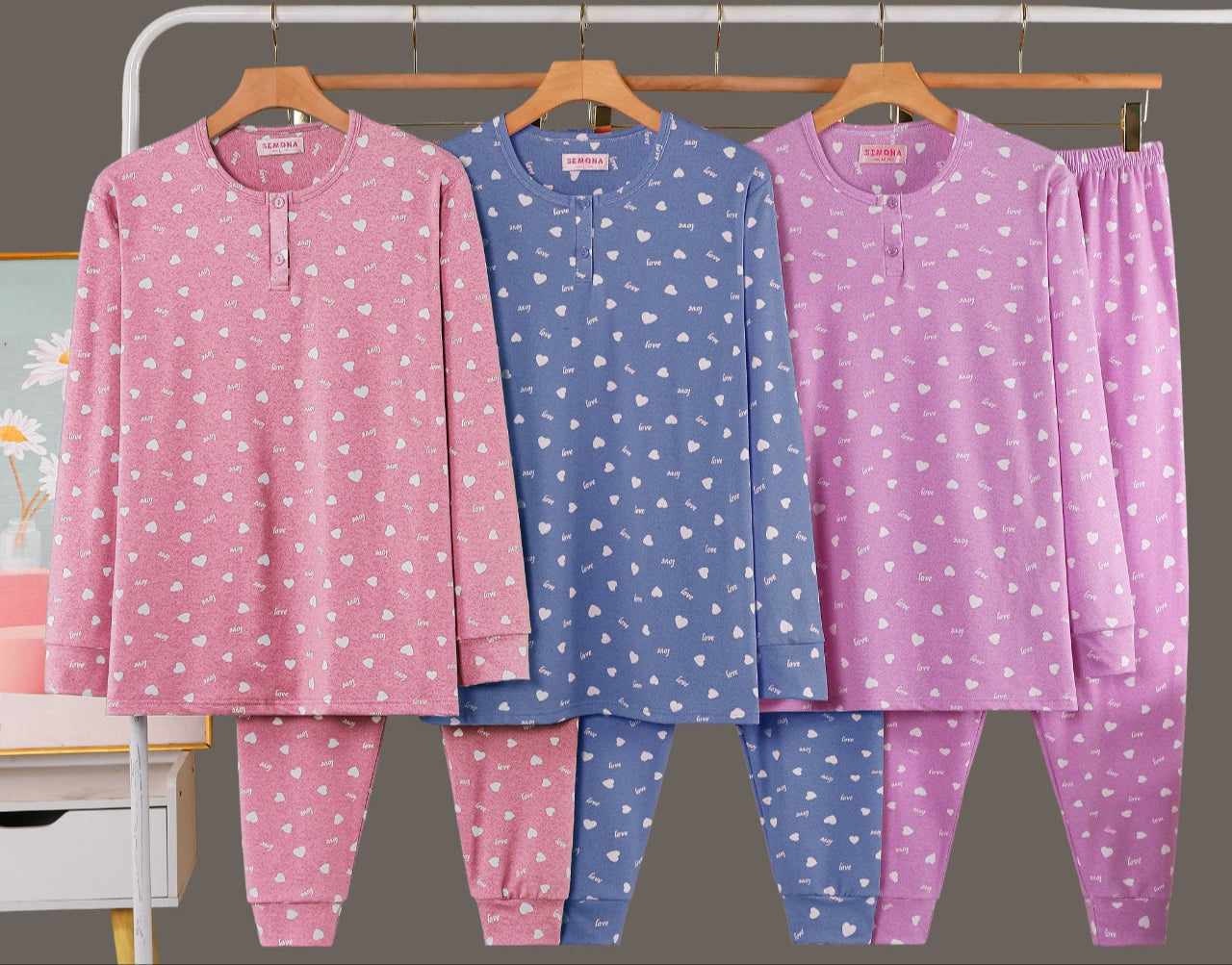 Pijama Invierno Con Felpa Largo LICRA 5066#