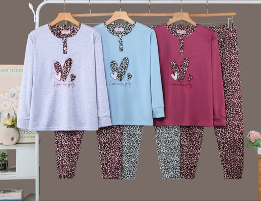 Pijama Invierno Con Felpa Largo 5009#