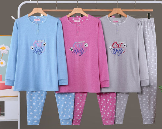 Pijama Invierno Con Felpa Largo LICRA TALLA ESPECIAL 5022#
