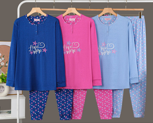 Pijama Invierno Con Felpa Largo LICRA TALLA ESPECIAL 5029#