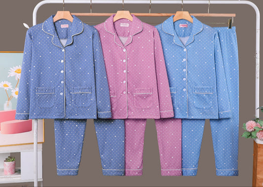 Pijama Invierno Con Felpa Largo ABIERTO ALGODON 5065#
